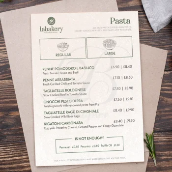 Italian Restaurant Pasta Menu Design Service