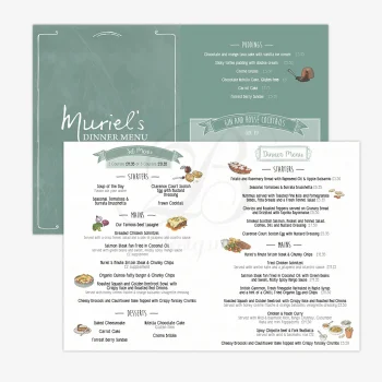 Muriels Dinner Menu Design